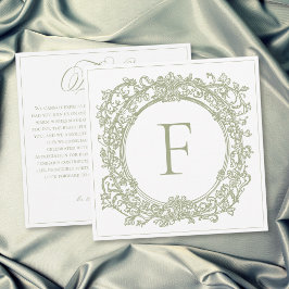 Vintage Elegant Green Crest Garden Wedding サンキューカード