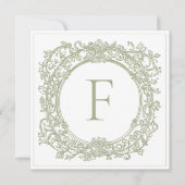 Vintage Elegant Green Crest Garden Wedding サンキューカード (正面)