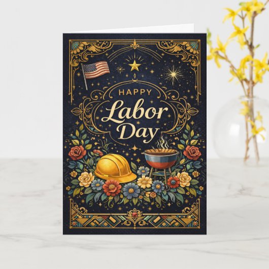 Vintage Elegant Labor Day  カード (黄色い花)