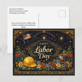 Vintage Elegant Labor Day  シーズンポストカード (正面/裏面)