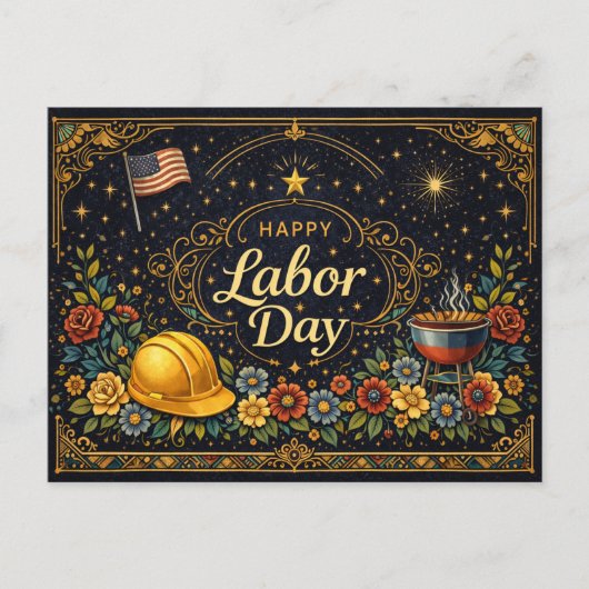 Vintage Elegant Labor Day  シーズンポストカード (正面)