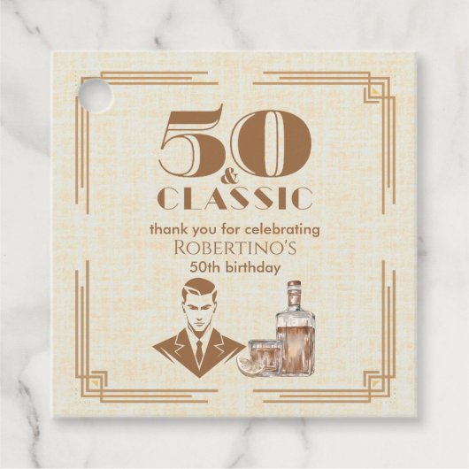 Vintage Elegant Men's Whiskey 50th Birthday フェイバータグ (正面)
