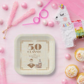 Vintage Elegant Men's Whiskey 50th Birthday ペーパープレート (パーティー)