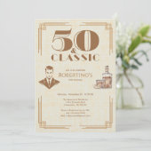 Vintage Elegant Men's Whiskey 50th Birthday 招待状 (スタンド正面)