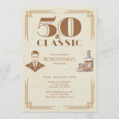 Vintage Elegant Men's Whiskey 50th Birthday 招待状 (正面)