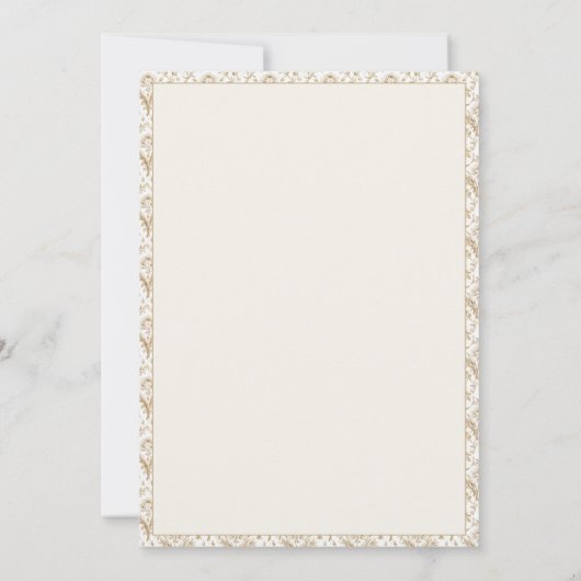 Vintage Elegant Neutral Damask Wedding 招待状 (裏面)