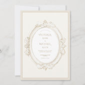Vintage Elegant Neutral Wedding 招待状 (正面)