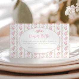 Vintage Elegant Pink Floral Diaper Raffle エンクロージャーカード