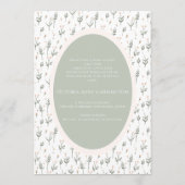 Vintage Elegant Sage Baby Girl Birth Announcement 招待状 (裏面)