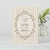 Vintage elegant soft beige baby shower 招待状 (スタンド正面)