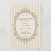 Vintage elegant soft beige graduation 招待状 (正面)