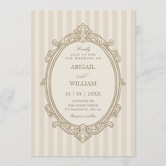 Vintage elegant soft beige wedding  招待状 (正面)