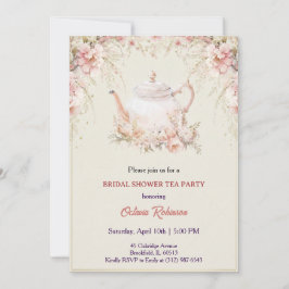 Vintage Elegant Tea Party Bridal Shower Invitation 招待状