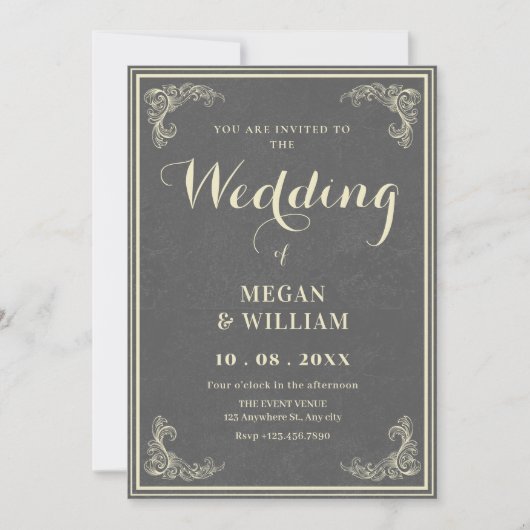 vintage elegant wedding 招待状 (正面)