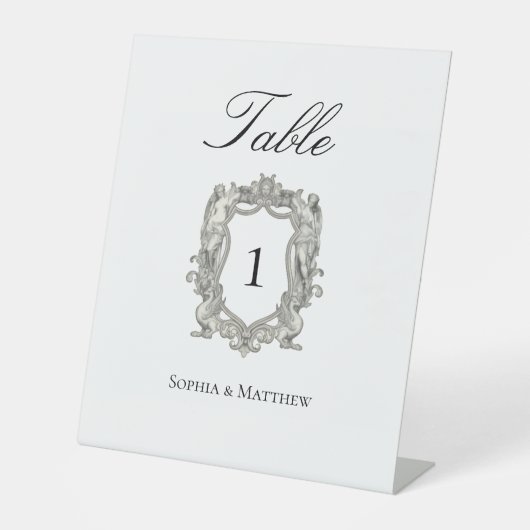 Vintage Elegant Wedding Table Number 台座サイン (正面)