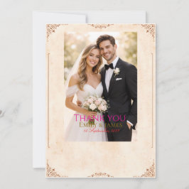 "Vintage Elegant Wedding Thank Flat Thank You Card サンキューカード