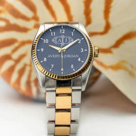 Vintage Elegant wedding typography Navy Blue 腕時計