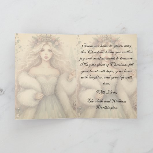 Vintage Elegant Winter Princess Fairytale  カード (内部)