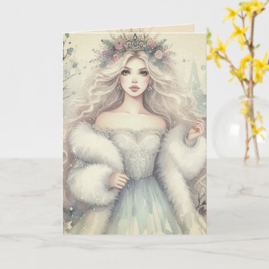 Vintage Elegant Winter Princess Fairytale  カード (黄色い花)