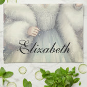 Vintage Elegant Winter Princess Fairytale  キッチンタオル (折り畳み)