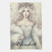 Vintage Elegant Winter Princess Fairytale  キッチンタオル (縦)