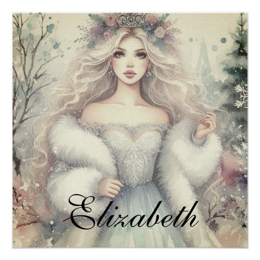 Vintage Elegant Winter Princess Fairytale  ポスター (正面)