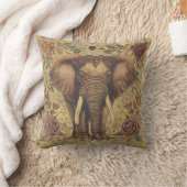 Vintage Elephant, Antique Elephant Flowers Pattern クッション (ブランケット)
