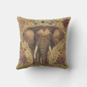 Vintage Elephant, Antique Elephant Flowers Pattern クッション (裏面)