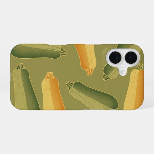 Vintage Elongated Zucchini Pattern iPhone 16ケース (裏面横)