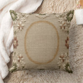 Vintage Embroidered Floral Pillow - Rustic Farmhou クッション (ブランケット)
