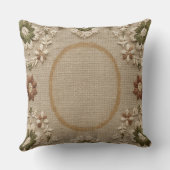 Vintage Embroidered Floral Pillow - Rustic Farmhou クッション (裏面)