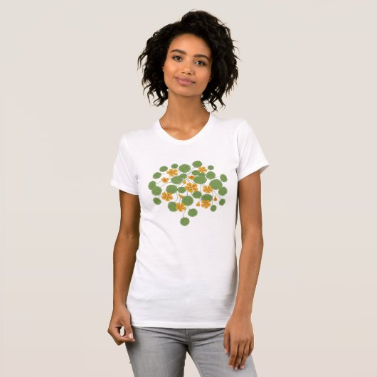 Vintage Embroidery Nasturtium Cascade | Botanical  Tシャツ (正面フル)