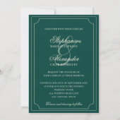 Vintage Emerald Checkered Old Money Photo Wedding 招待状 (裏面)