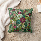 Vintage Emerald Green Botanical  クッション (ブランケット)