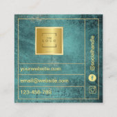 Vintage Emerald Green Gold and Black  スクエア名刺 (裏面)