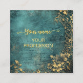 Vintage Emerald Green Gold and Black  スクエア名刺 (正面)