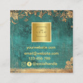 Vintage Emerald Green Gold and Black  スクエア名刺 (裏面)