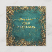 Vintage Emerald Green Gold and Black  スクエア名刺 (正面)