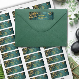 Vintage Emerald Green Gold and Black Return Addres ラベル