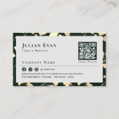 Vintage Emerald Green Shiny Ginkgo Gold Leaf 名刺 (裏面)