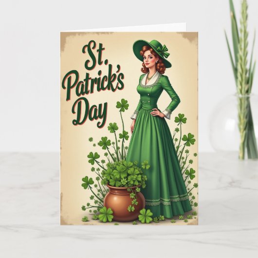 Vintage Emerald St Patricks Day Card カード (正面)
