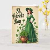 Vintage Emerald St Patricks Day Card カード (黄色い花)