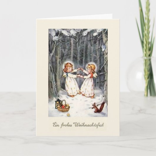 Vintage Engel Im Wald Weihnachtskarte シーズンカード (正面)