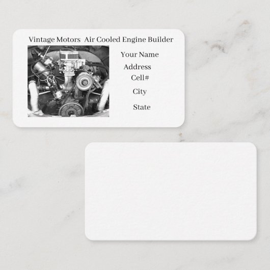 Vintage Engine Builder Business Card 名刺 (正面/裏面)