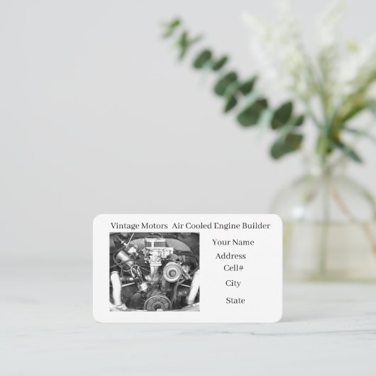 Vintage Engine Builder Business Card 名刺 (スタンド正面)