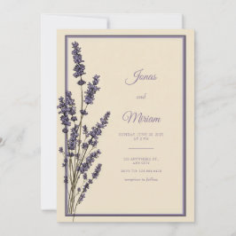 Vintage Engraved Lavender Cream Border Wedding 招待状