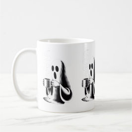 Vintage Engraving Ghost Drinking Coffee コーヒーマグカップ