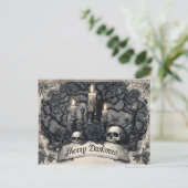 Vintage Engraving of a Gothic Christmas Scene ポストカード (スタンド正面)