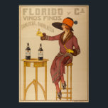 Vintage Ephemera Lady Wine Toast  ポスター<br><div class="desc">Vintage Ephemera advertising poster is a 1920 lithographic for Florido, a wine and sherry company based in Sanlúcar de Barrameda, Cádiz, Spain. The poster advertises a fine sherry called "Mari Ana" and shows young woman in elegant attire posing as she admires the pale color of the sherry in her glass....</div>
