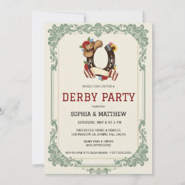 Vintage Equestrian Derby Party Invitation Race 招待状